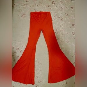 Peach ribbed flare pants!